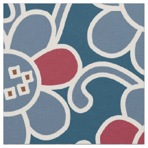 Blume Navy und Red Fabric der 70er Jahre