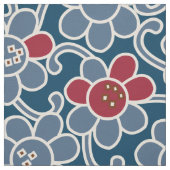 Blume Navy und Red Fabric der 70er Jahre Stoff (Muster)