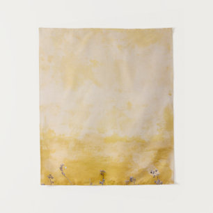Blume neben der gelben Wand Wandteppich