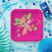 Blume Neon Pink Pappteller (Party)