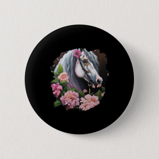 Blume Niedlich Art Malerei Blume Reiten Button (Vorderseite)