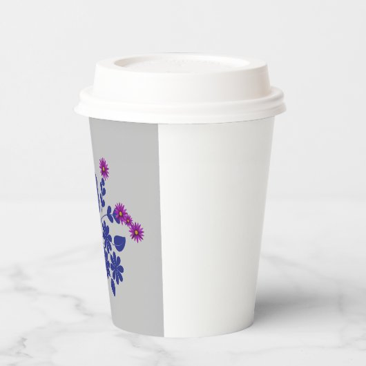 Blume Niedlich Grau Pappbecher (Links)