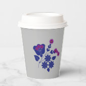 Blume Niedlich Grau Pappbecher (Vorderseite)