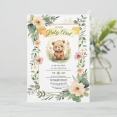 Blume niedlich mit Babydusche Einladung (Stehend Vorderseite)