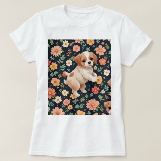 Blume niedliche stehende Hündin Frauen T - Shirt (Design vorne)