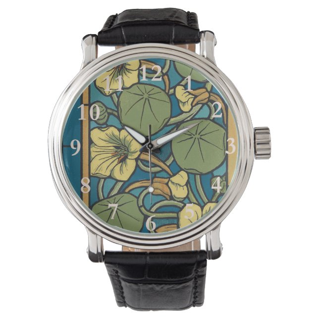 Blume Nouveau Pattern Armbanduhr (Vorderseite)
