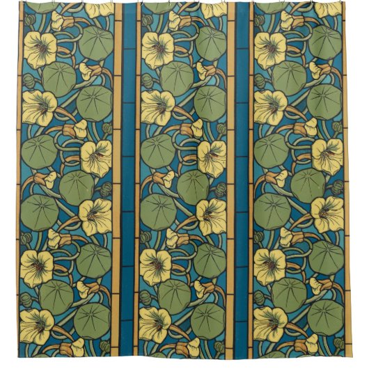 Blume Nouveau Pattern Duschvorhang (Vorderseite)