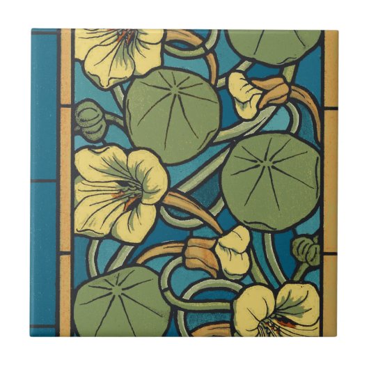 Blume Nouveau Pattern Fliese (Vorderseite)