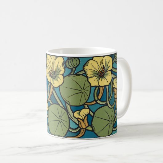 Blume Nouveau Pattern Kaffeetasse (VorderseiteRechts)