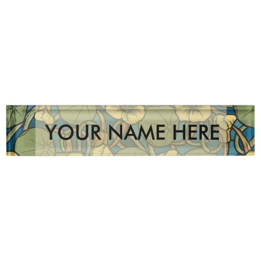 Blume Nouveau Pattern Namensplakette (Vorderseite)