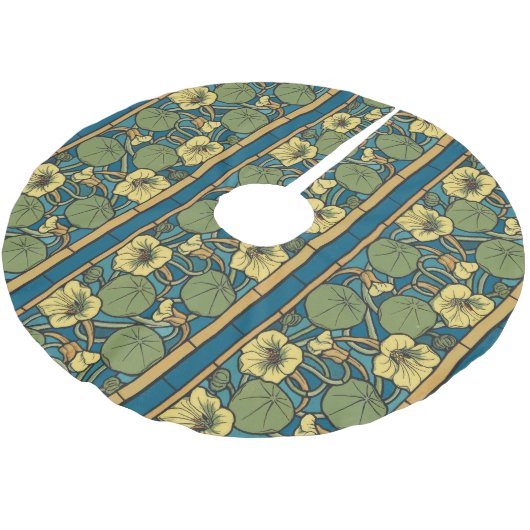 Blume Nouveau Pattern Polyester Weihnachtsbaumdecke (Schrägansicht)
