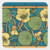 Blume Nouveau Pattern Quadratischer Aufkleber (Vorderseite)
