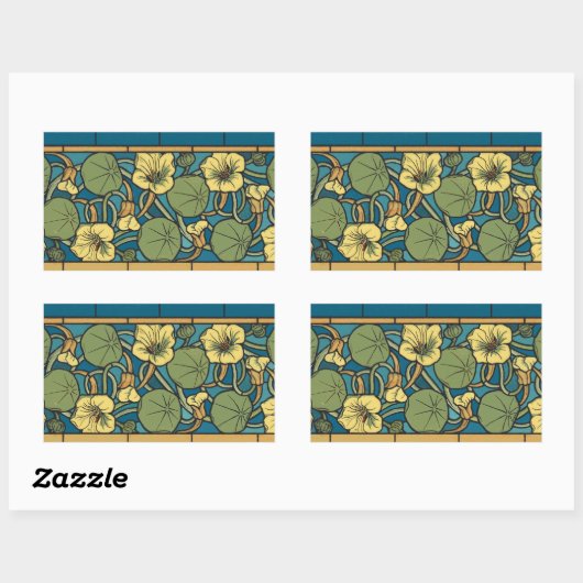 Blume Nouveau Pattern Rechteckiger Aufkleber (Blatt)