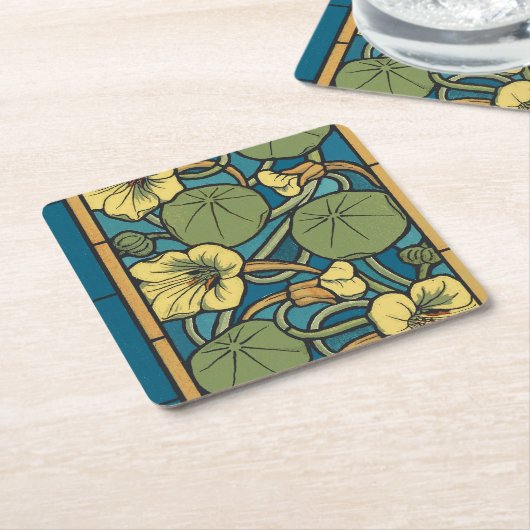 Blume Nouveau Pattern Rechteckiger Pappuntersetzer (angewinkelt)