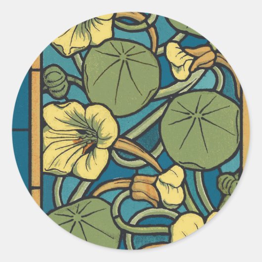 Blume Nouveau Pattern Runder Aufkleber (Vorderseite)