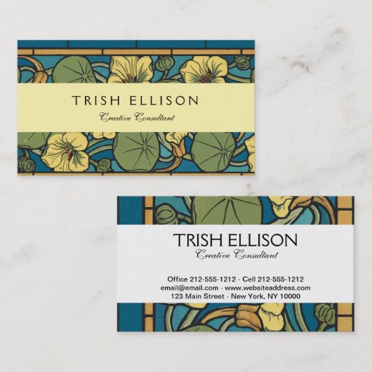 Blume Nouveau Pattern Visitenkarte (Vorne/Hinten)