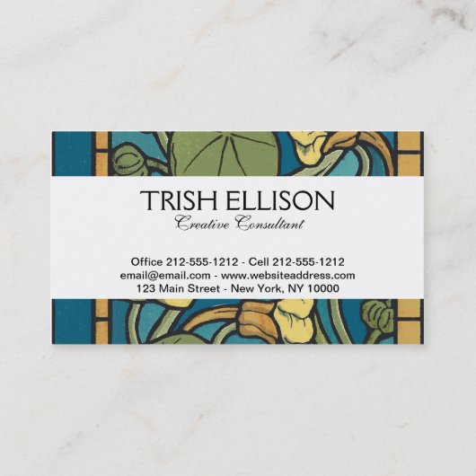 Blume Nouveau Pattern Visitenkarte (Rückseite)