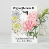 Blume, November, Chrysanthemum, Peony Feiertagskarte (Stehend Vorderseite)