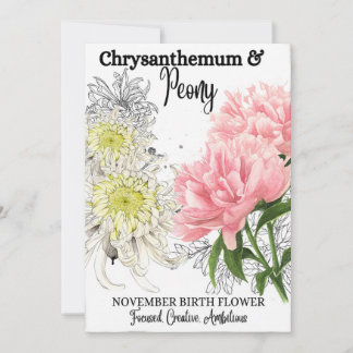 Blume, November, Chrysanthemum, Peony Feiertagskarte