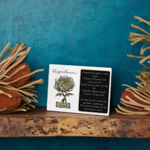 Blume NOVEMBER Geburtstag Chrysanthemum Fotoplatte