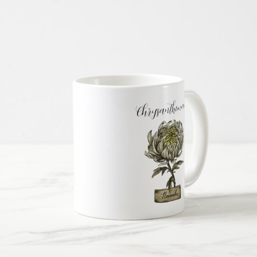 Blume NOVEMBER Geburtstag Chrysanthemum Kaffeetasse (VorderseiteRechts)