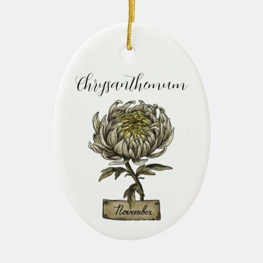 Blume NOVEMBER Geburtstag Chrysanthemum Keramik Ornament (Vorne)