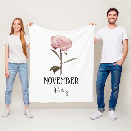 Blume NOVEMBER Geburtstag Peony Pink Fleecedecke (Beispiel)