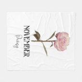 Blume NOVEMBER Geburtstag Peony Pink Fleecedecke (Vorderseite (Horizontal))