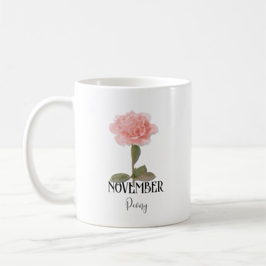 Blume NOVEMBER Geburtstag Peony Pink Kaffeetasse (Links)