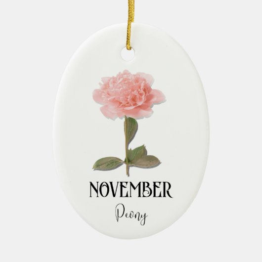 Blume NOVEMBER Geburtstag Peony Pink Keramik Ornament (Vorne)