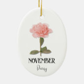 Blume NOVEMBER Geburtstag Peony Pink Keramik Ornament (Hinten)