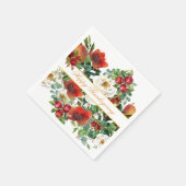 Blume, Obst und rote Berries Erntedank Serviette (Ecke)