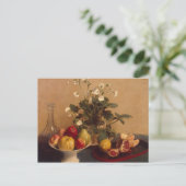 Blume, Obstgericht und Karaffe, 1865 Postkarte (Stehend Vorderseite)