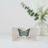 Blume of Life Butterfly - Blauer Edelstein und Gol Visitenkarte (Stehend Vorderseite)