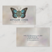 Blume of Life Butterfly - Blauer Edelstein und Gol Visitenkarte (Vorne/Hinten)