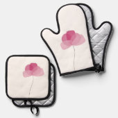 Blume Ofenhandschuh & Topflappen-Set (Vorderseite/Rückseite)