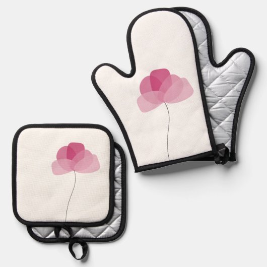 Blume Ofenhandschuh & Topflappen-Set (Vorderseite/Rückseite)