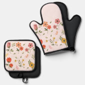 Blume Ofenhandschuh & Topflappen-Set (Vorderseite/Rückseite)