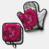 Blume Ofenhandschuh & Topflappen-Set (Vorderseite/Rückseite)