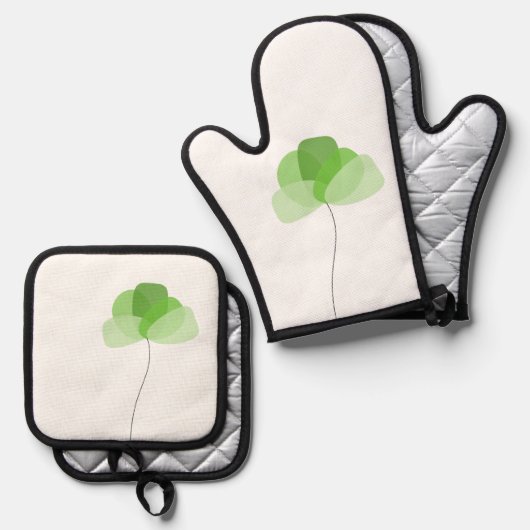 Blume Ofenhandschuh & Topflappen-Set (Vorderseite/Rückseite)