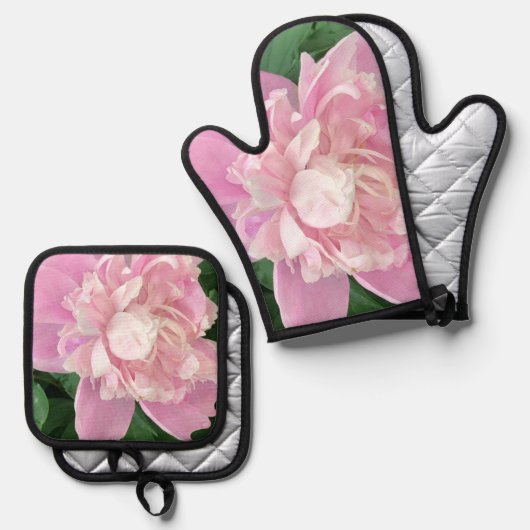 Blume Ofenhandschuh & Topflappen-Set (Vorderseite/Rückseite)