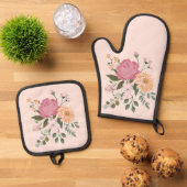 Blume Ofenhandschuh & Topflappen-Set (Oben Unten)