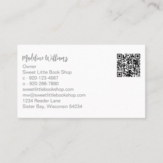 Blume öffnen Buchladen Visitenkarte (Rückseite)