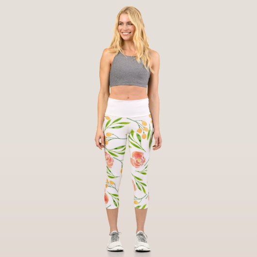 Blume Ohrringe Capri Leggings (Vorderseite)