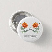 Blume Oktober Marigold Button (Vorne & Hinten)
