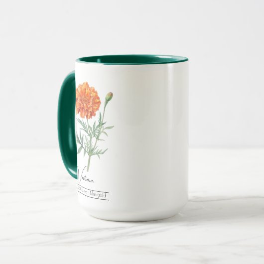 Blume Oktober Marigold Tasse (Vorderseite Links)