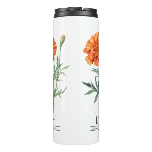 Blume Oktober Marigold Thermosbecher (Rückseite)