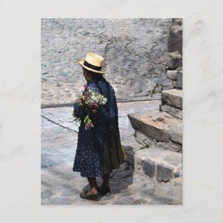 Blume, Ollantaytambo, Peru (Vert) Postkarte