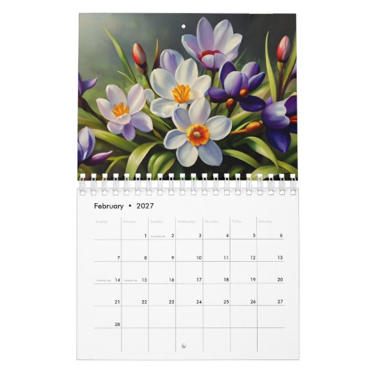 Blume Ölmalerei Kalender (Feb 2027)
