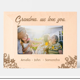 Blume Oma-Namen gravierte Holzrahmen Geätzte Rahmen